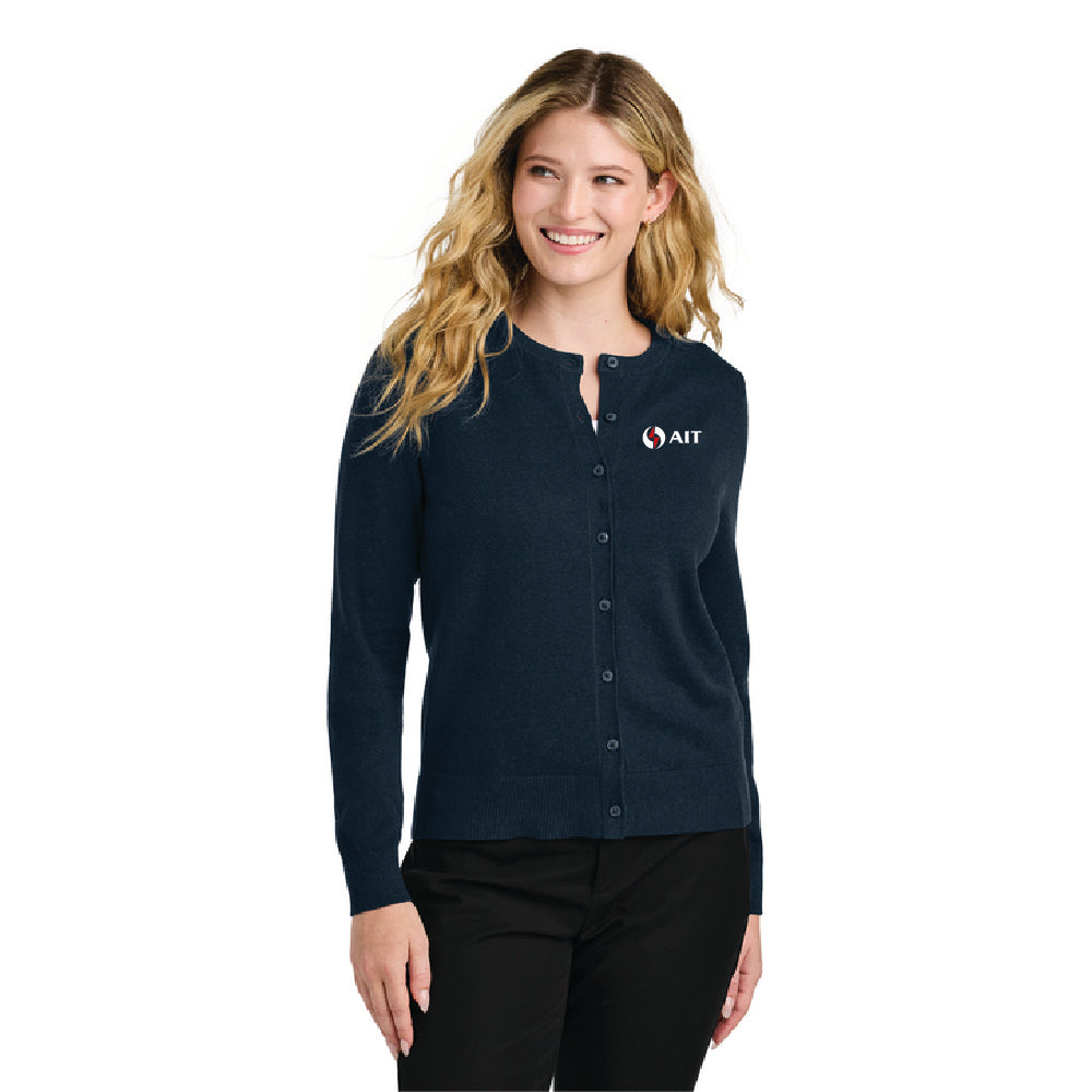 AIT Port Authority® Women’s Easy Care Crewneck Cardigan Sweater